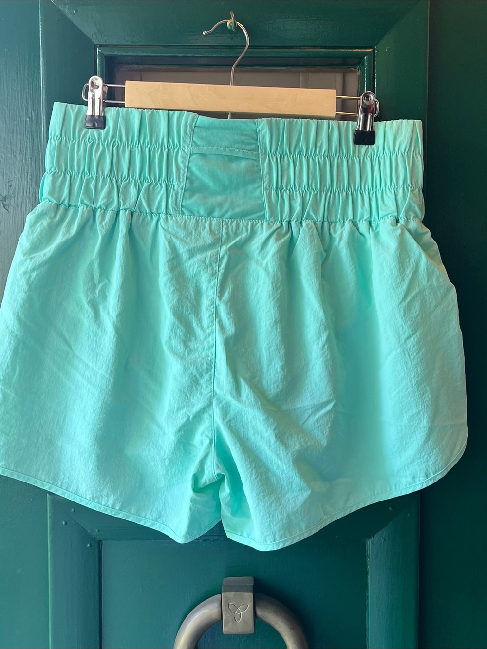 ZeNaNa aqua blue Athletic Shorts with Smocked Waist - Picture 2 of 5